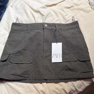 Zara Charcoal Utility Mini Skirt